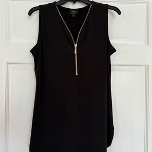 JM Collection Black Zip-Front Tank Top